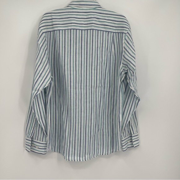 Tommy Bahama Linen Blend Striped Mens Long Sleeve Button flip cuff Shirt Size M - Picture 7 of 11